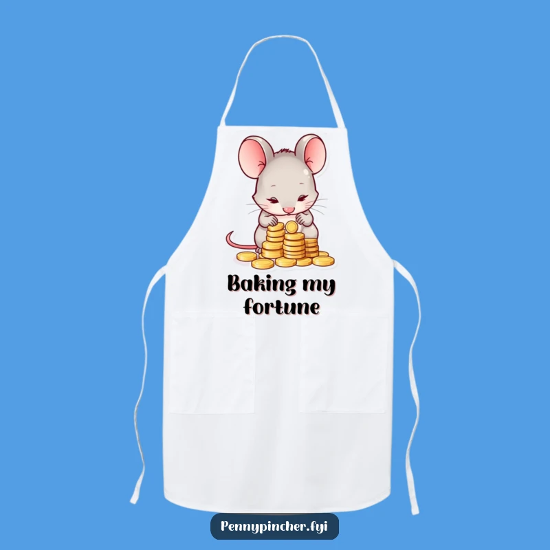 Funny Shy Mouse Counting Coins Apron: Cook Up Some Laughs in the Kitchen