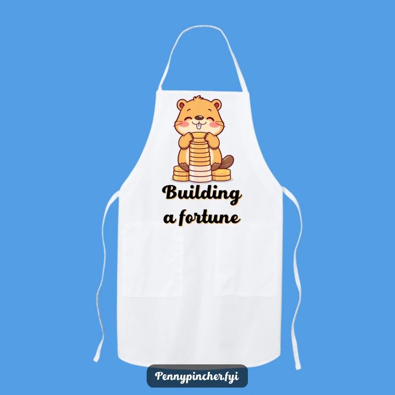 Funny Beaver Apron: Cook with Comedic Construction & Coin Protection!