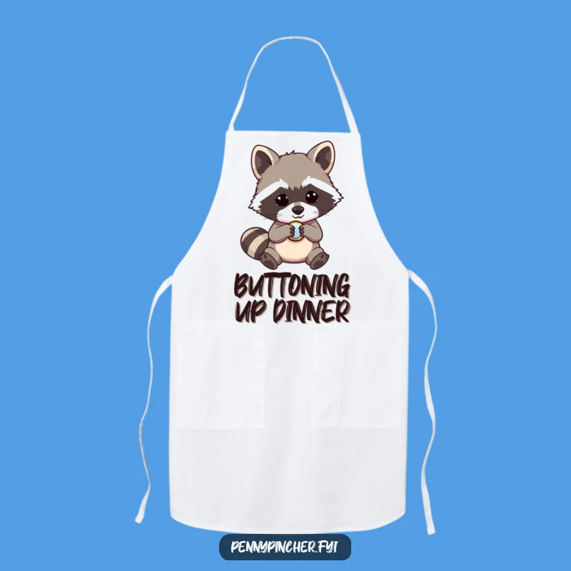 Funny Raccoon Chef's Apron - Whimsical Kitchen Gift for Button Lovers
