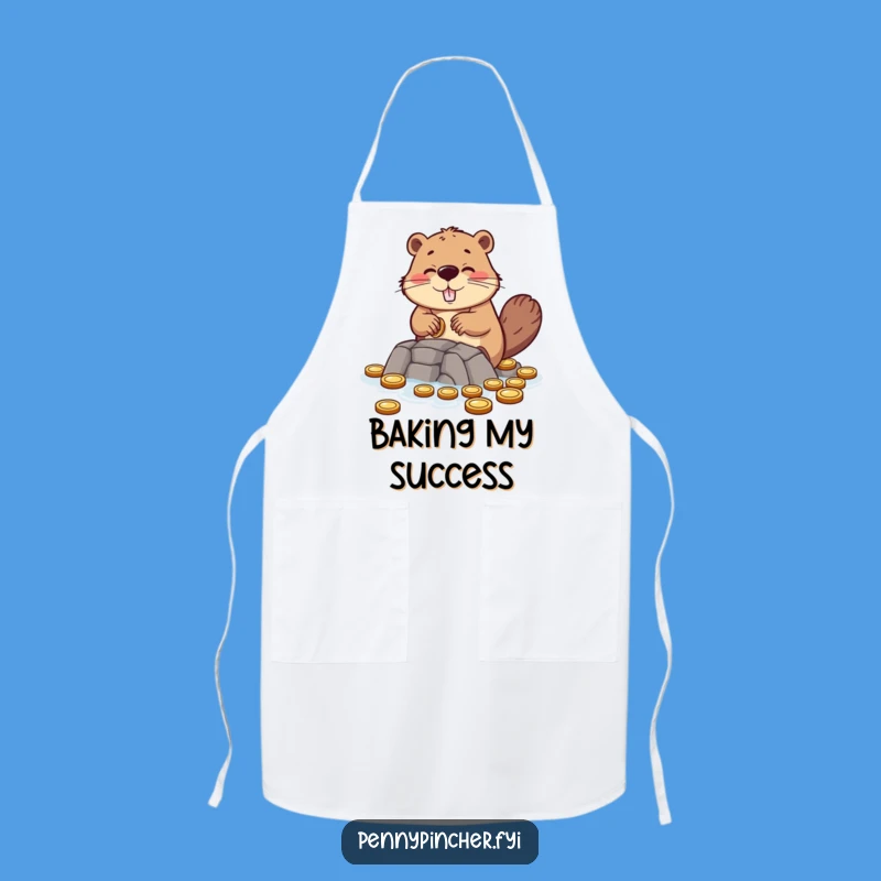 Funny Beaver Building Coin Dam Apron - Kitchen Builder, Unique Funny Gift