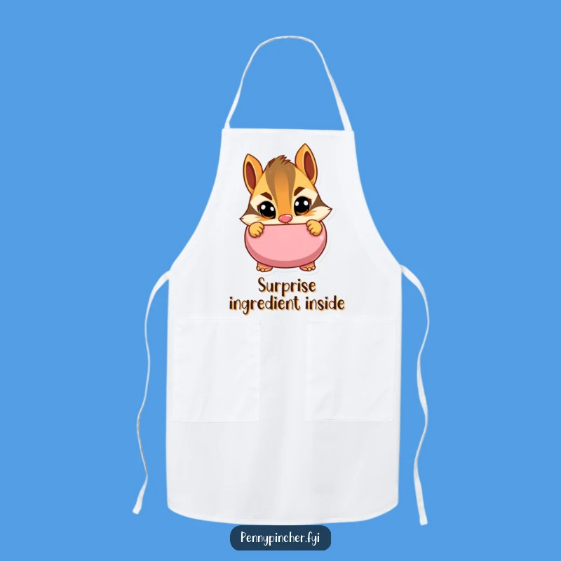 Funny Cautious Chipmunk Piggy Bank Apron: Guard Your Kitchen Creations with Humor