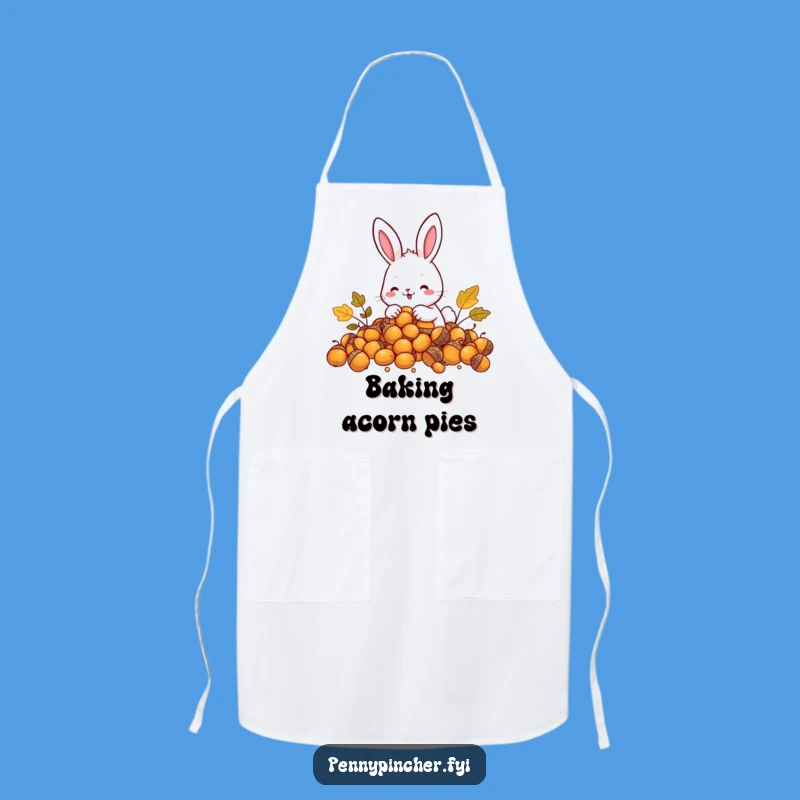 Funny Rabbit Apron: Happy rabbit w/ acorns, perfect kitchen funny gift.