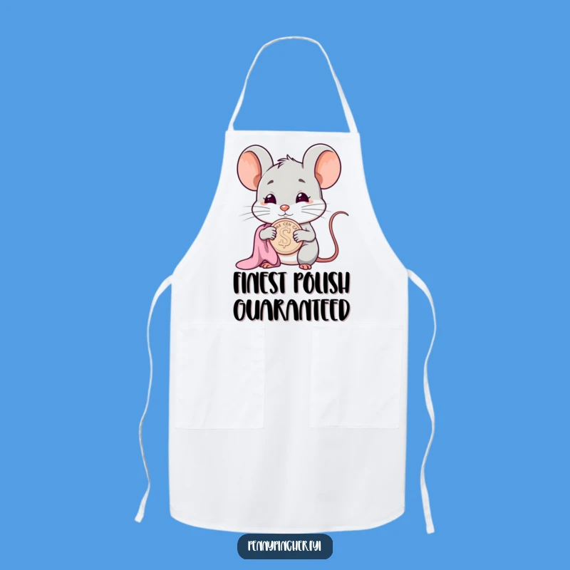 Funny Smug Mouse Apron: Polishing Cent Character Kitchen Wear for a Hilarious Time