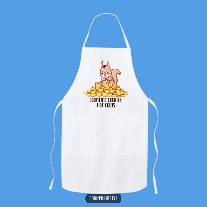 Funny Squirrel Counting Coins Apron - Cook with Financial Humor