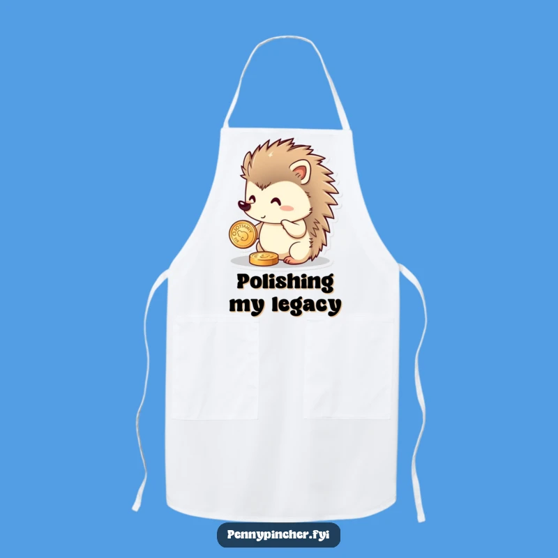 Funny Hedgehog Apron: Cook with Comedic Polish & Coin Protection!