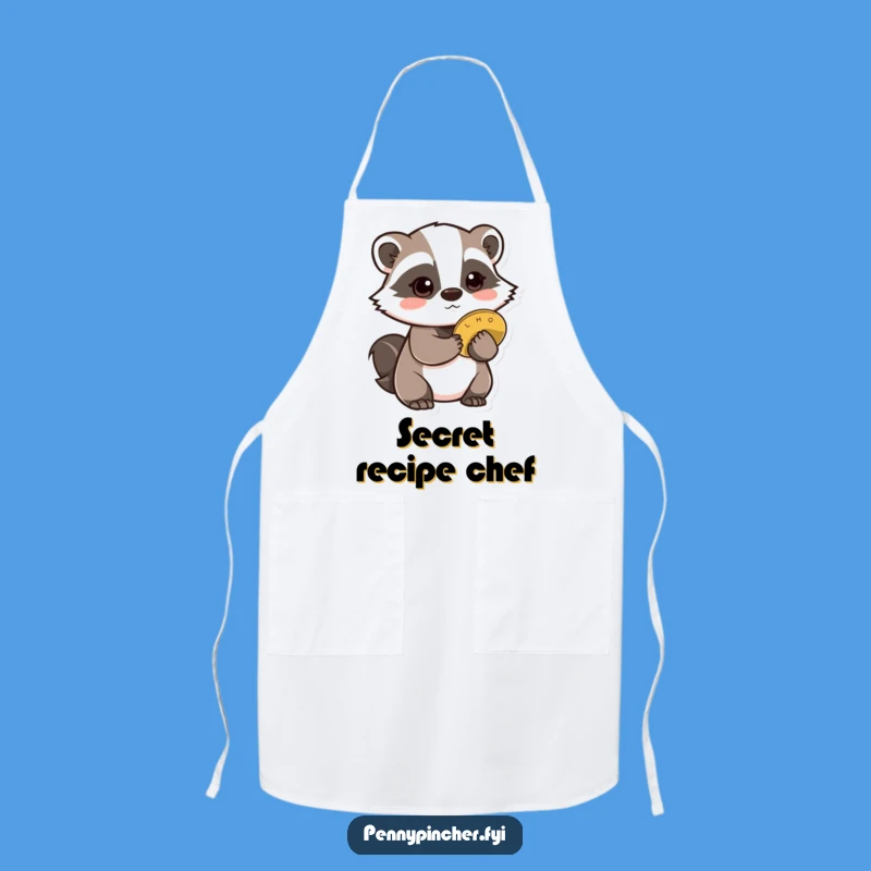 Funny Badger Apron: Cautious badger w/ coin, perfect kitchen funny gift.