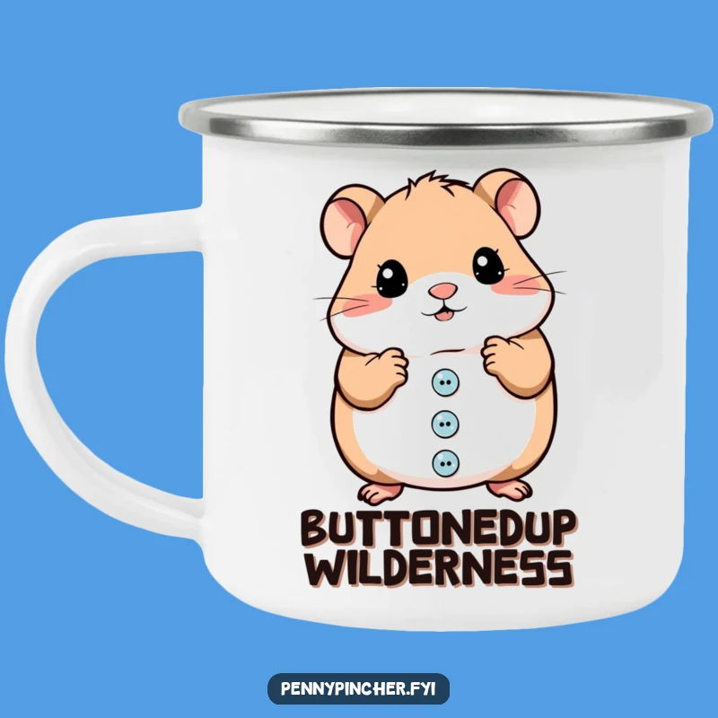Funny Hamster Button Camp Mug - Humorous Outdoor Gift