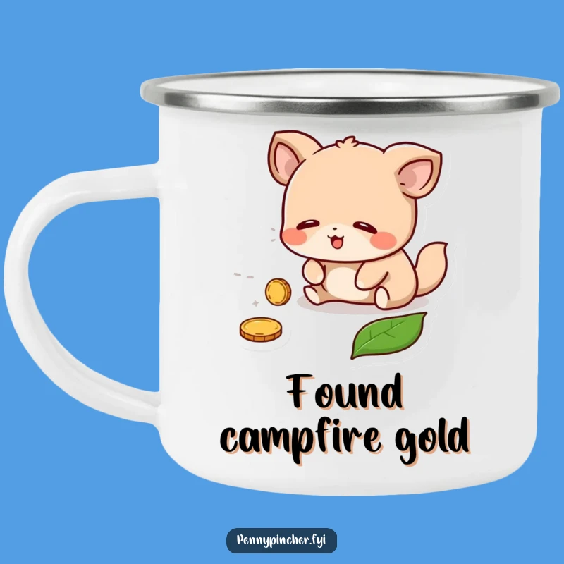 Funny Enamel Camping Mug - Lost Coin Animal, Outdoor Funny Gift for Campers!