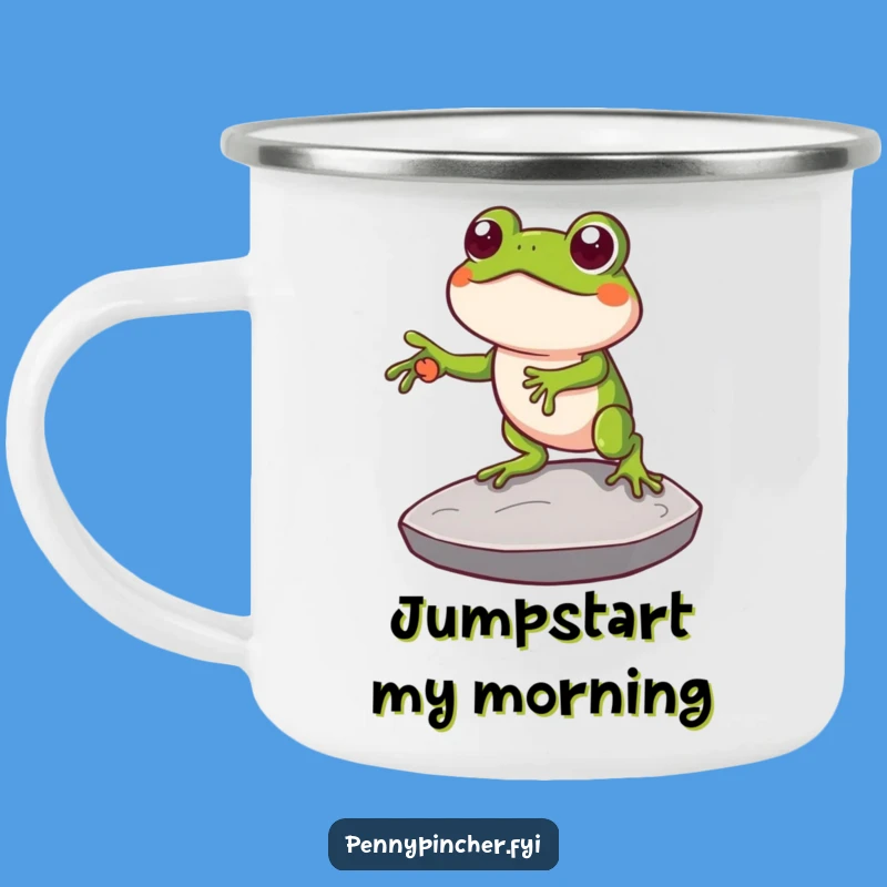 Funny Clever Frog Coin Stepping Stone Camping Mug: Your Resourceful Outdoor Companion
