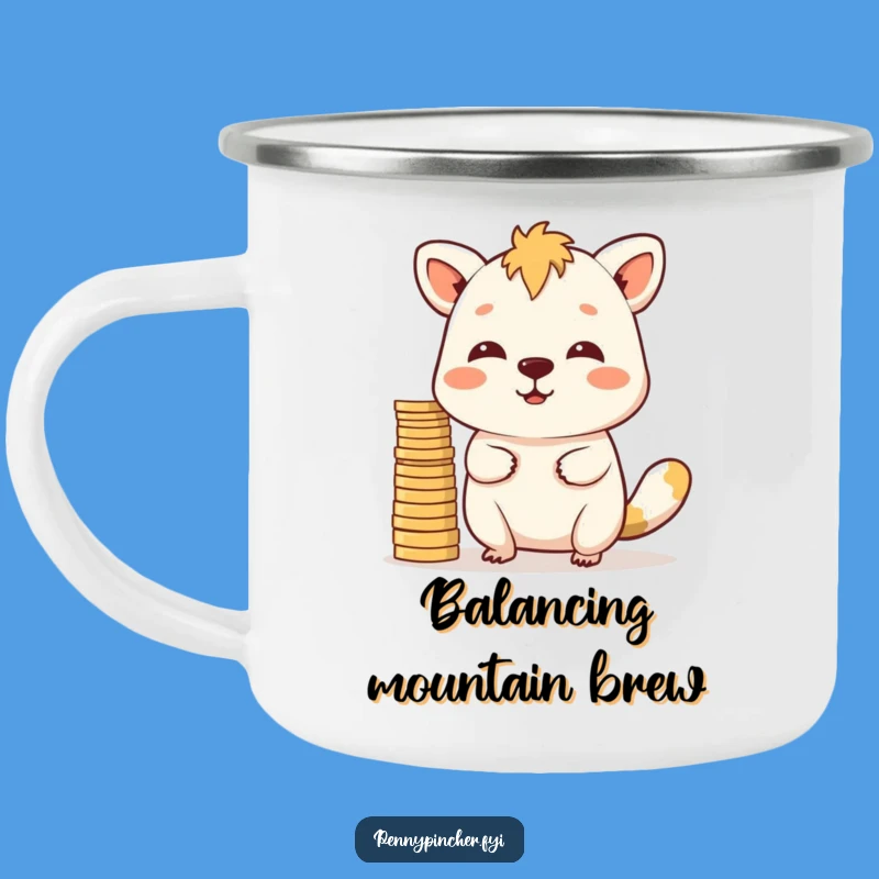 Funny Enamel Camping Mug - Animal Coin Balance, Outdoor Funny Gift for Campers!