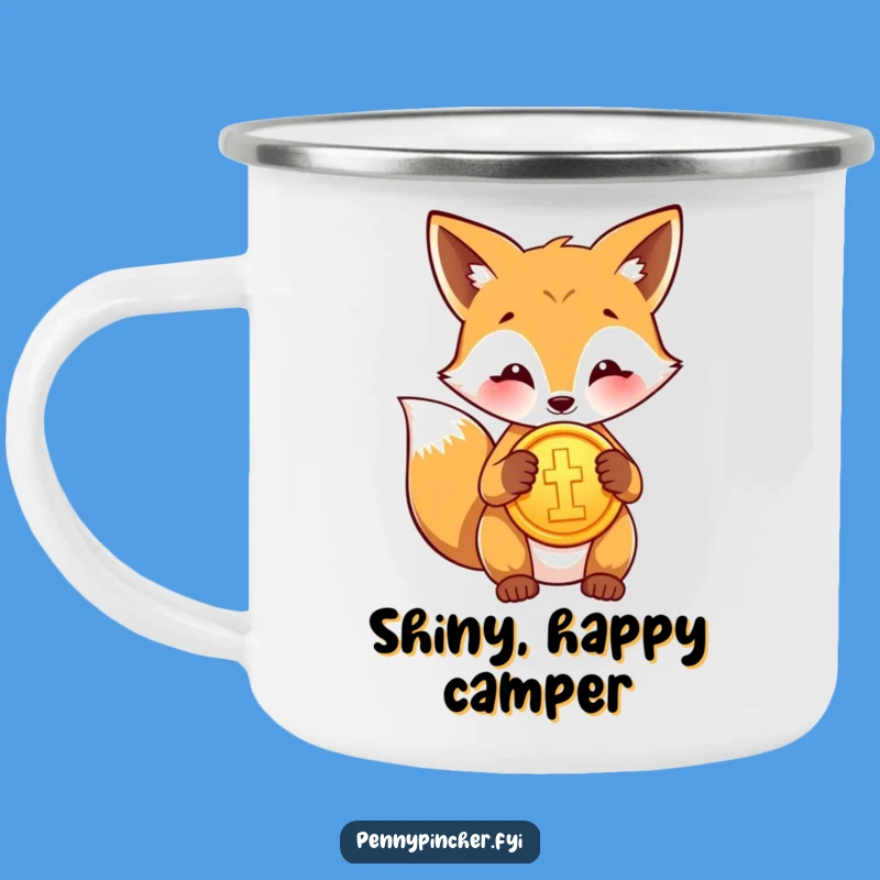 Funny Fox Polishing Gold Coin Camping Mug - Adventure Fuel, Great Funny Gift