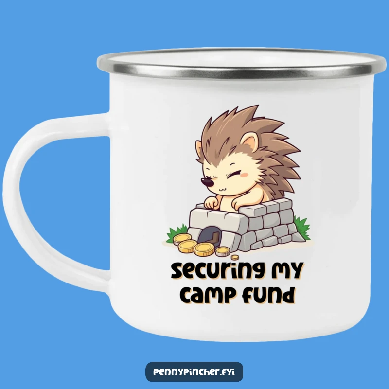 Funny Hedgehog Coin Fortress Camping Mug: Adventures in Saving
