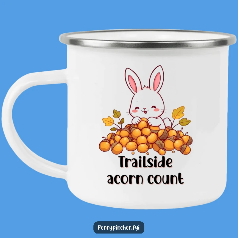 Funny Rabbit Camping Mug: Rabbit w/ acorns, perfect outdoor funny gift.