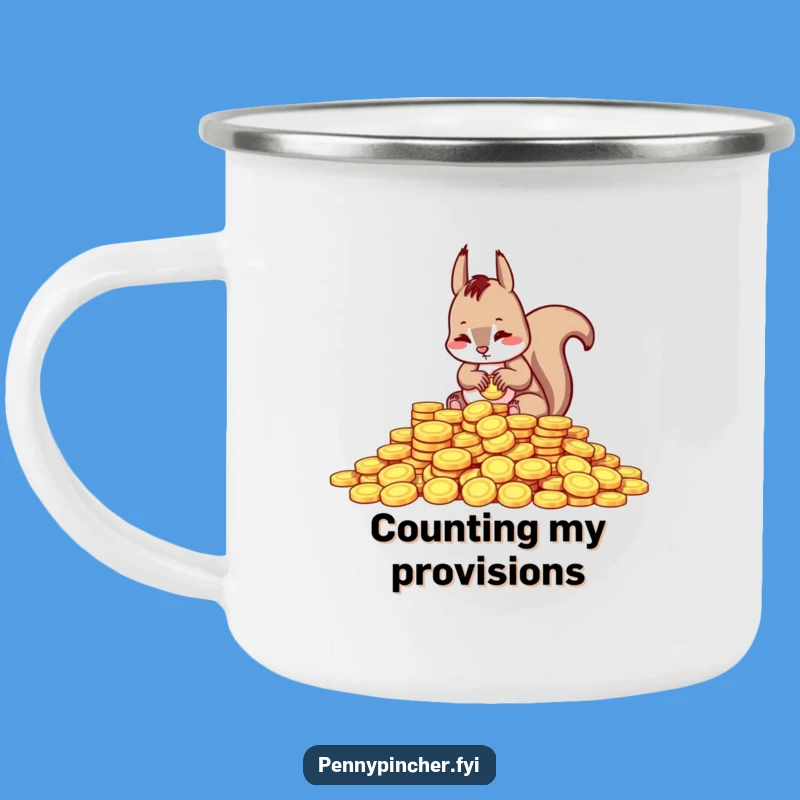 Funny Squirrel Counting Coins Camping Mug - Durable Financial Companion