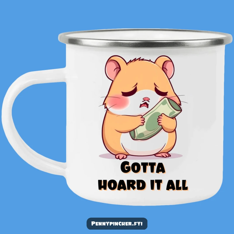 Funny Worried Hamster Camping Mug: Adventures and Anxiety Around the Fire
