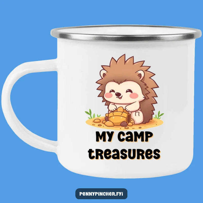 Funny Hedgehog Treasure Camping Mug: Guard Your Campfire Snacks!