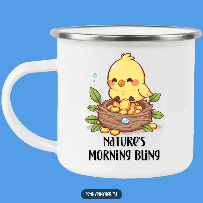 Funny Bird Dewdrop Camp Mug - Humorous Outdoor Gift
