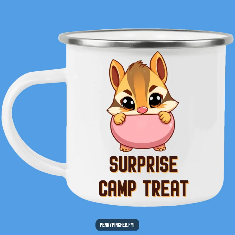 Funny Cautious Chipmunk Piggy Bank Camping Mug: Your Vigilant Outdoor Companion
