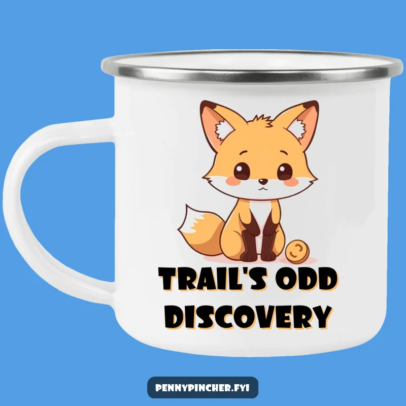 Funny Fox Coin Camping Mug: Adventure Fuel for Curious Explorers!