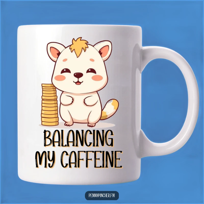 Funny Balance Mug - Determined Animal Stacks Coins, Perfect Funny Gift for Achievers!