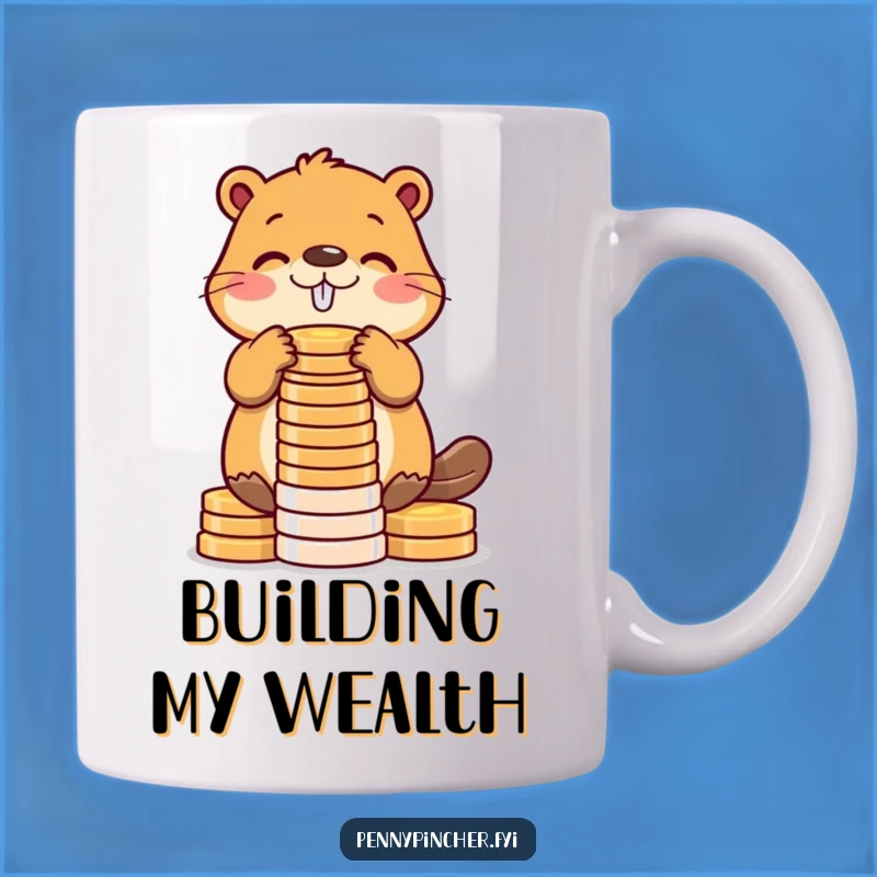 Funny Beaver Stacking Coins Mug: Hilarious Gift for the Diligent Builder!