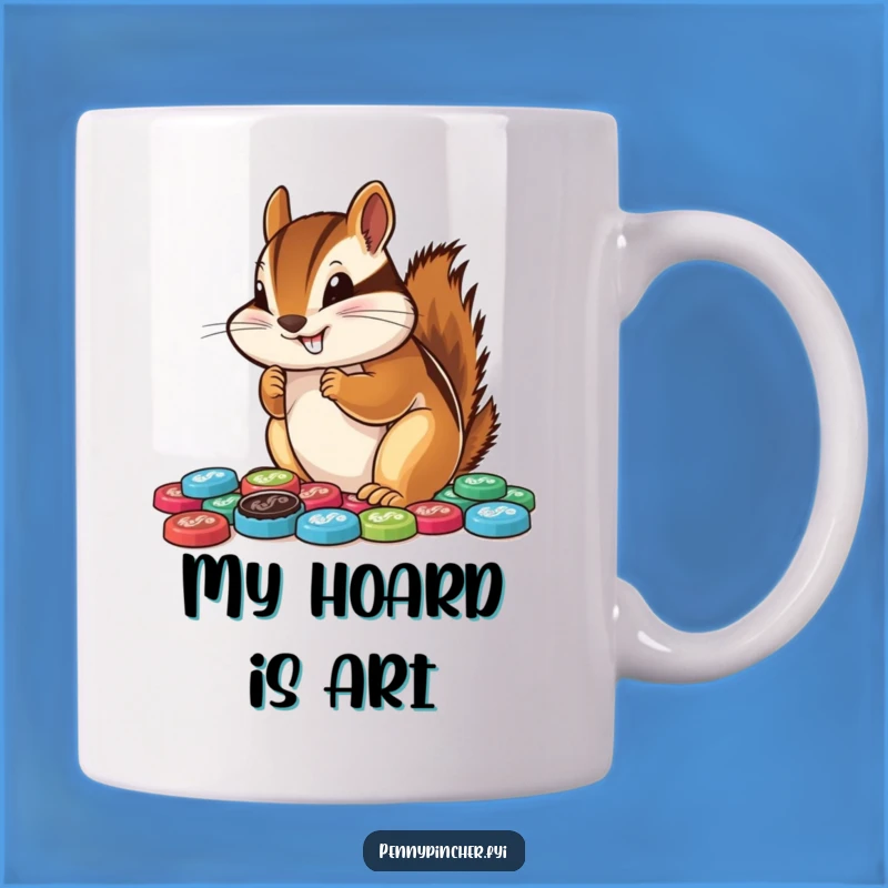 Funny Chipmunk Arranging Bottle Caps Mug: Perfect Quirky Gift for Collectors