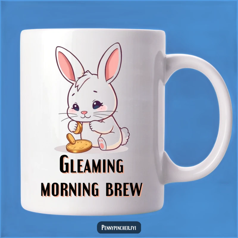 Funny Determined Rabbit Polishing Penny Mug: A Gift for the Go-Getter Who Loves Laughs