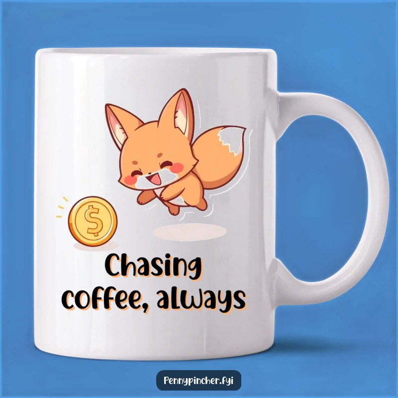Funny Fox Coin Chase Mug: Hilarious Gift for the Playful Spirit