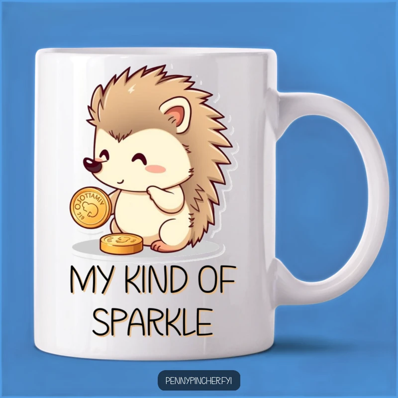 Funny Hedgehog Polishing Coin Mug: A Hilarious Gift for the Prudent Saver!