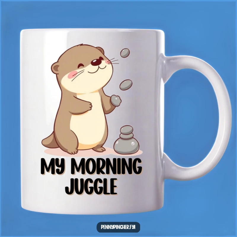 Funny Juggling Otter Mug: Playful Kawaii Skill for a Fun Gift