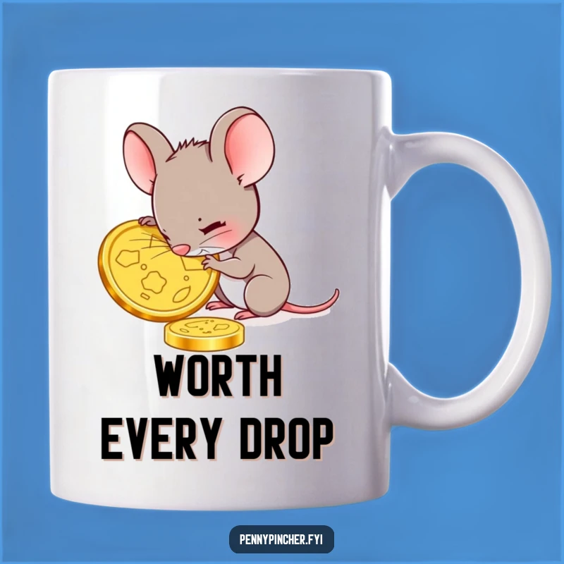 Funny Mouse Gold Coin Mug: Careful Examination Funny Gift for Collectors