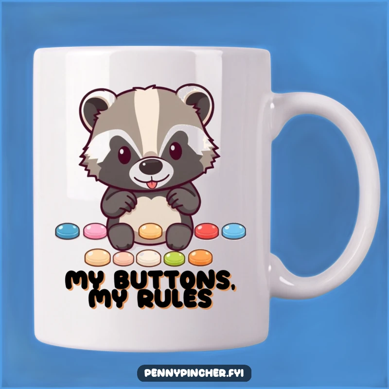 Funny Badger Button Organizer Mug: A Hilarious Gift for the Tidy Person