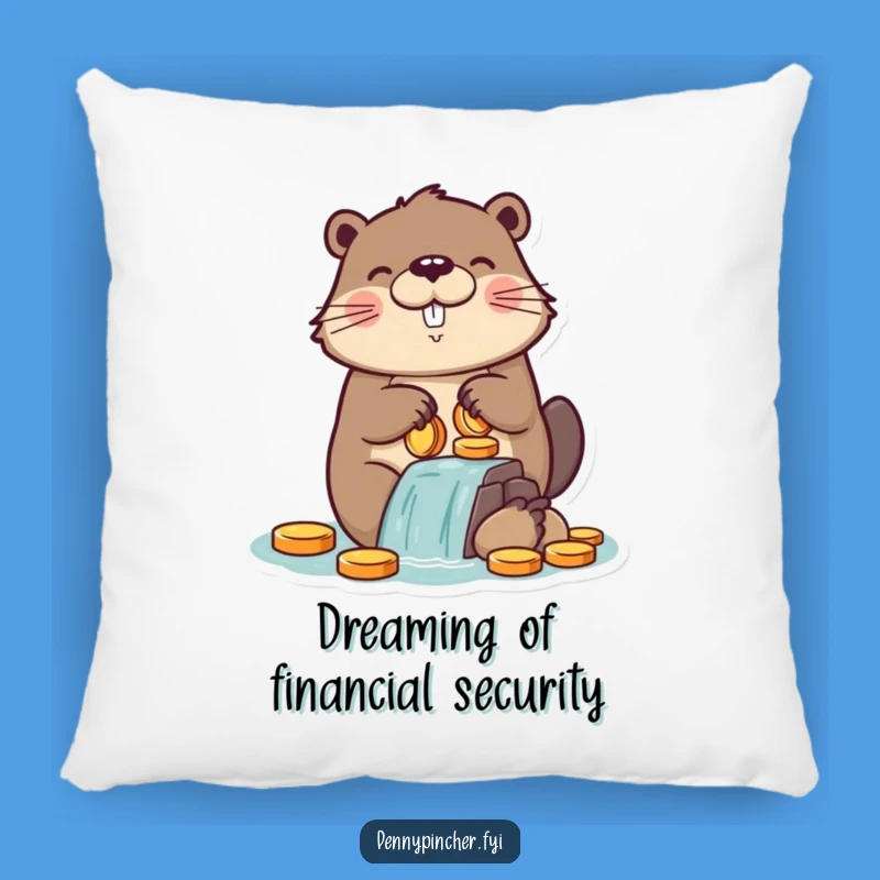 Funny Beaver Coin Dam Pillow: Cozy Comfort with Hilarious Financial Flair!