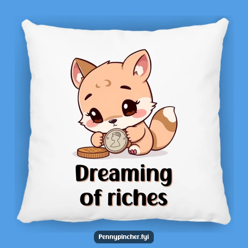 Funny Animal Pillow: Soft & Curious Coin Inspecting Character Cushion