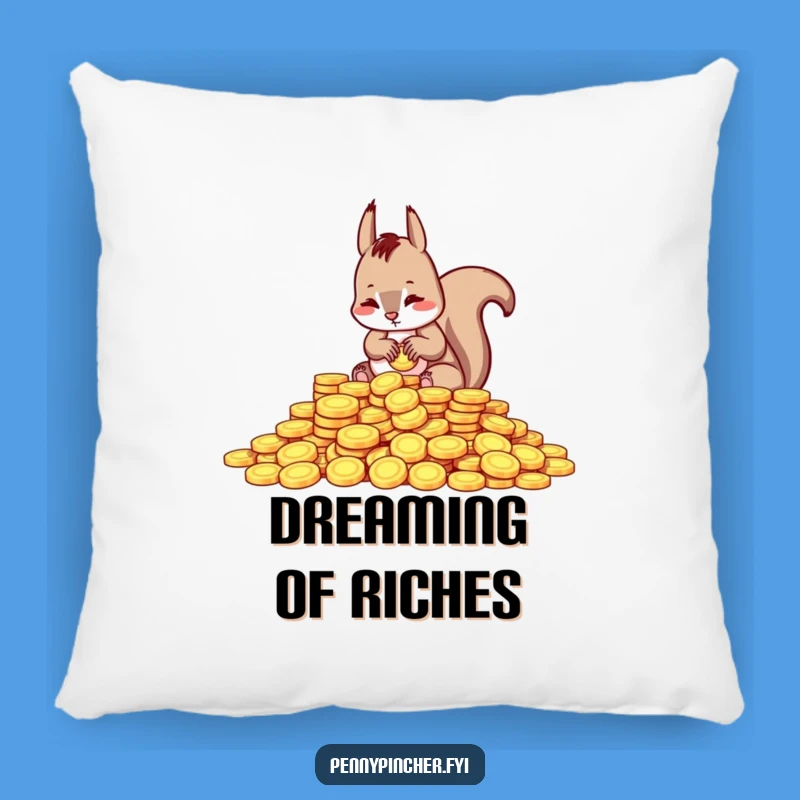 Funny Squirrel Counting Coins Pillow - Soft & Humorous Home Accent