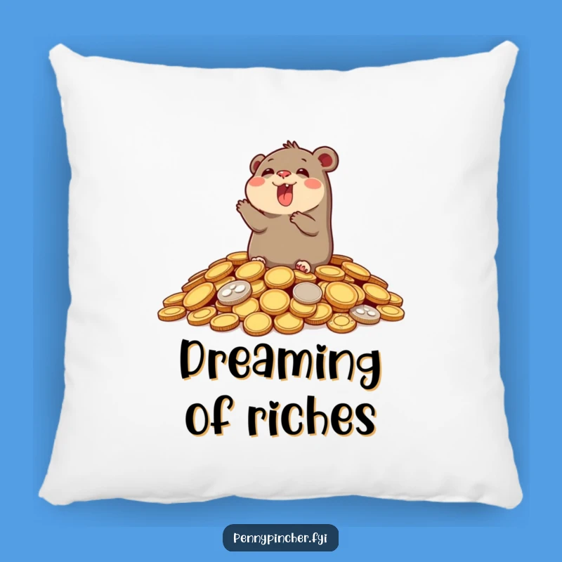 Funny Mole's Comfort Coin Pillow: Joyful Character's Cozy Wealth Accent