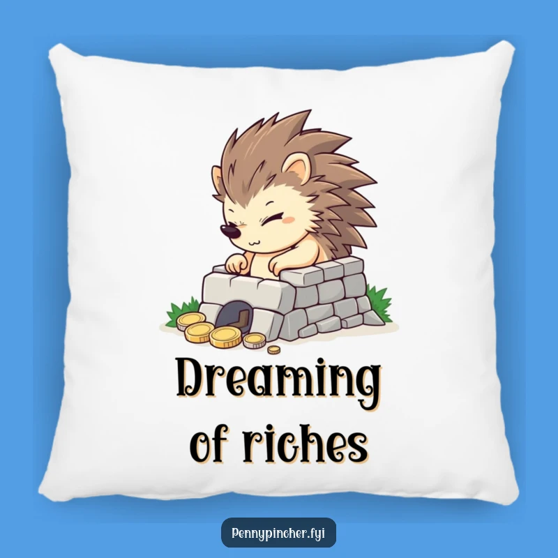Funny Hedgehog Coin Fortress Pillow: Cozy Support for Financial Dreams