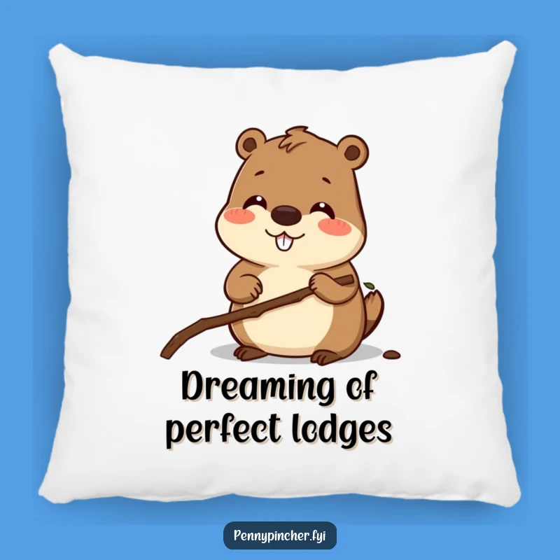 Funny Beaver Measuring Pillow - Comfy Construction Cushion Gift