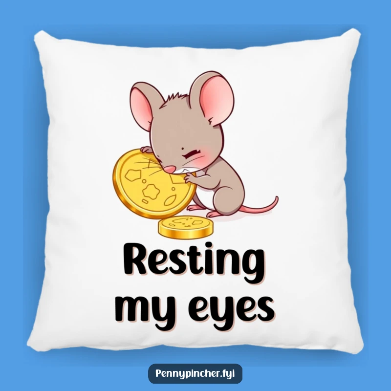 Funny Mouse Gold Coin Pillow: Cozy Focus, Detailed Comfort Pillow
