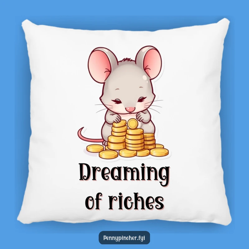 Funny Shy Mouse Counting Coins Pillow: Snuggle Up with This Hilarious Saver's Dream