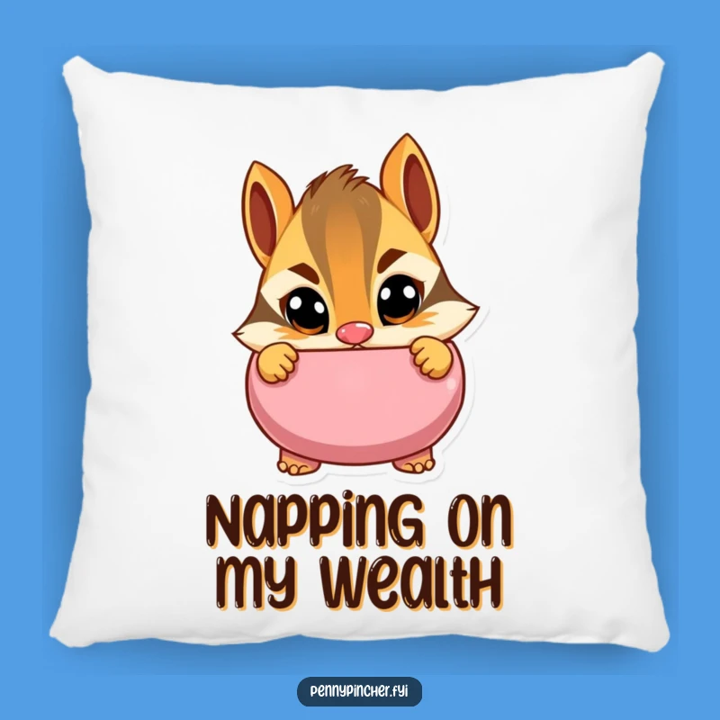 Funny Cautious Chipmunk Piggy Bank Pillow: Snuggle Up with Your Savings Watcher