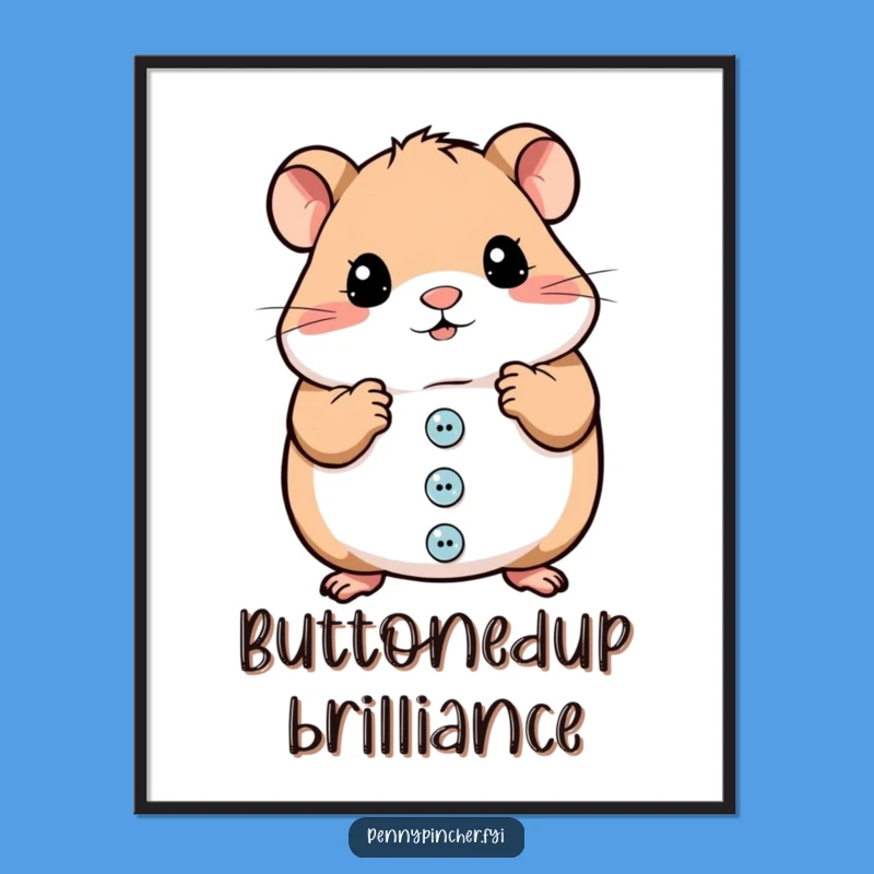 Funny Hamster Button Digital Art - Instant Humorous Decor Gift