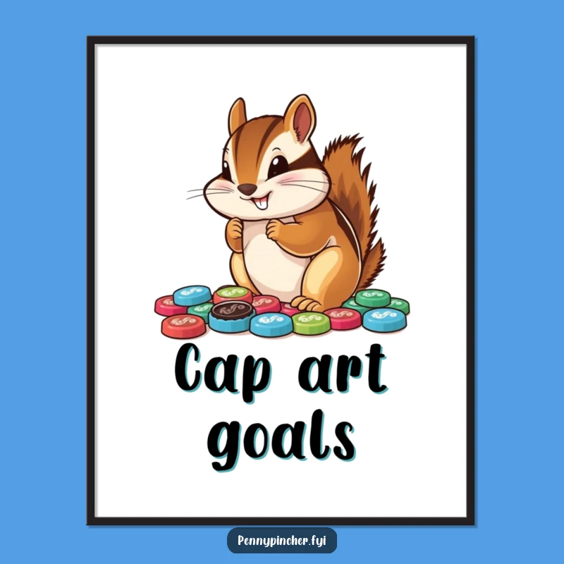 Funny Chipmunk Bottle Cap Art Print: Quirky Decor & Hilarious Gift