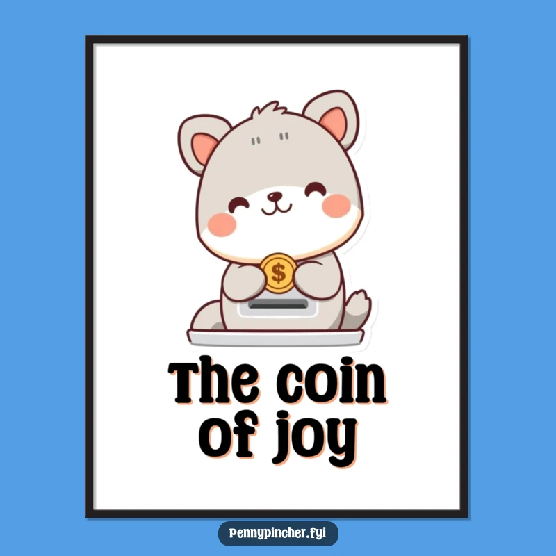 Funny Animal Coin Slot Digital Print: Happy Art, Humorous Decor Gift