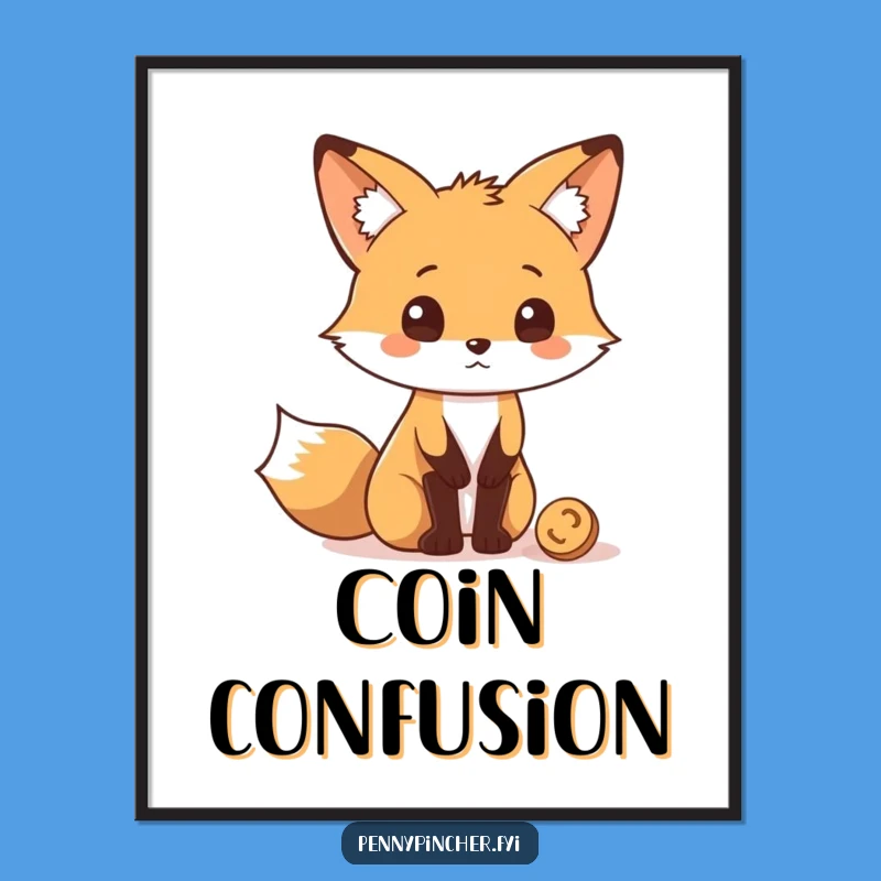 Funny Fox Coin Digital Art: Instant Wonder for Your Walls!