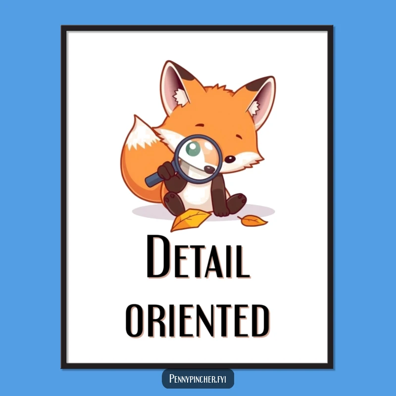 Funny Fox Digital Art: Magnifying Leaf Art, Instant Funny Gift!