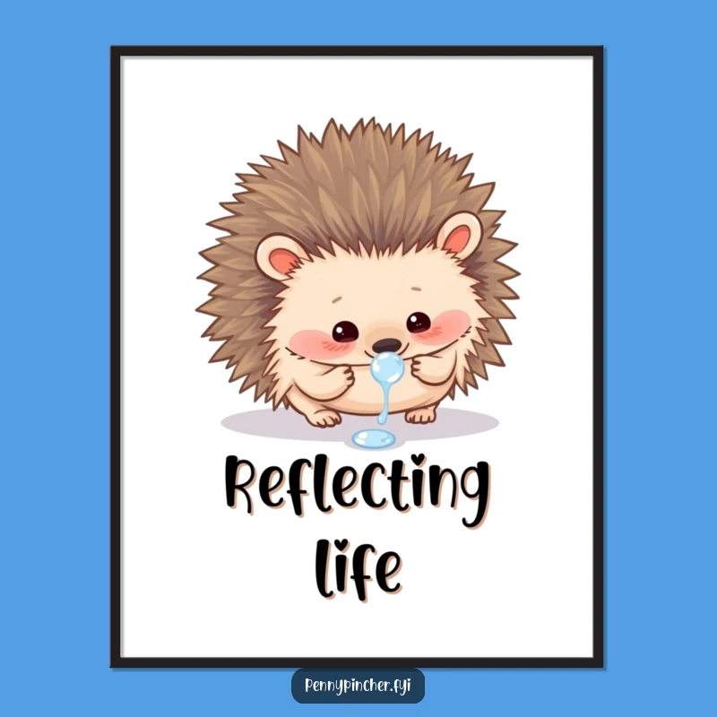 Funny Hedgehog Digital Art: Dewdrop Wonder Art, Instant Funny Gift!
