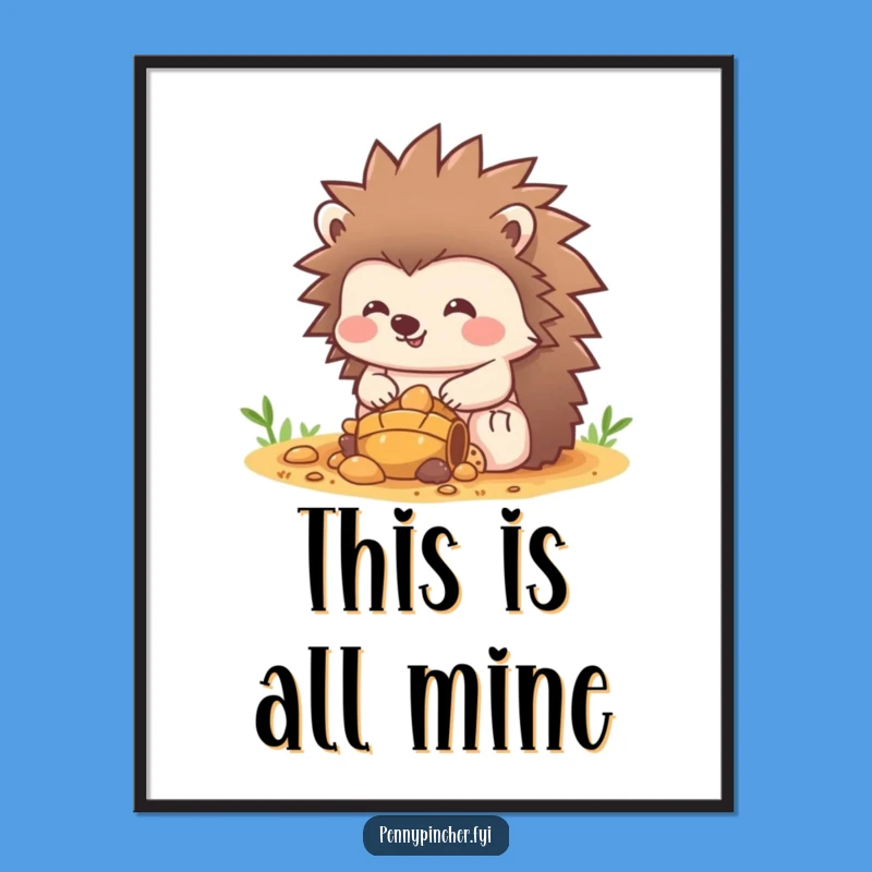 Funny Hedgehog Treasure Digital Print: Guard Your Walls with Charming Art!