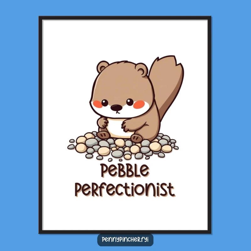 Funny Kawaii Beaver Digital Art, Meticulous Organizer Piece, Instant Humor Gift