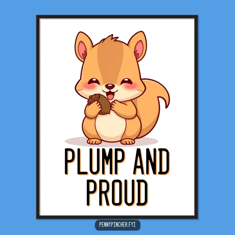 Funny Squirrel Acorn Joy Digital Art - Instant Whimsical Download Gift